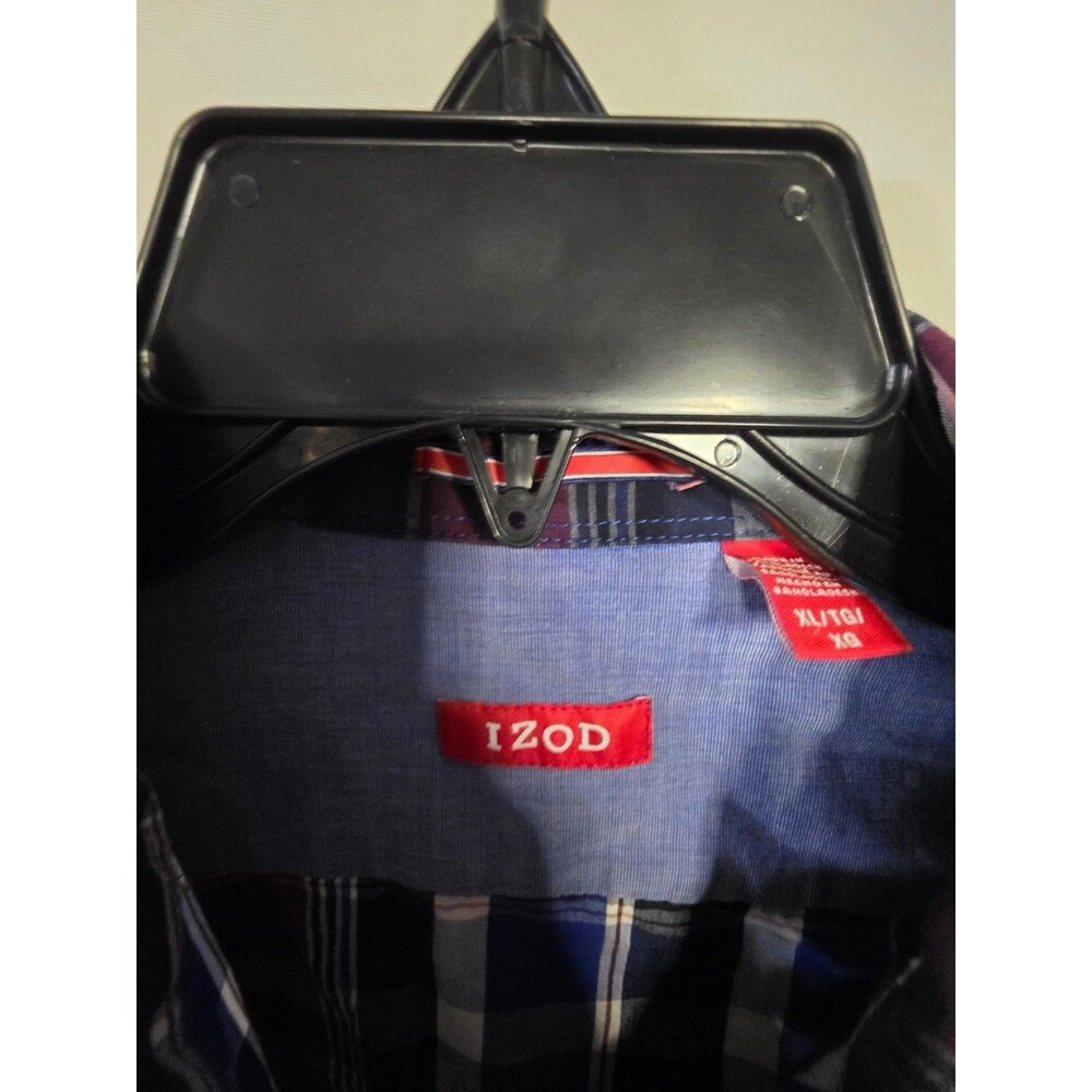 IZOD Men's XL Long Sleeve Plaid Button Up Shirt Multicolor Washed Classics - Picture 4 of 4